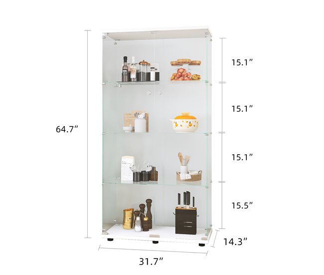 Armário de exposição, armário alto, sala de estar, cozinha 80 Branco