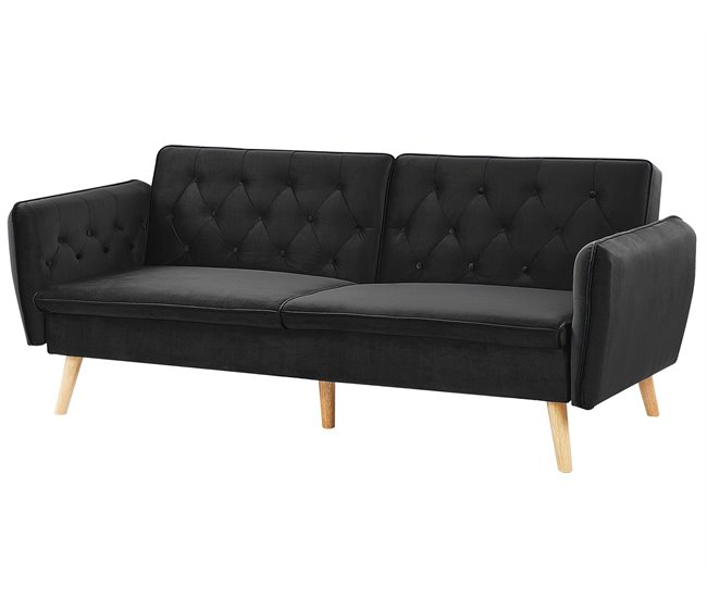 Beliani Sofá-cama Veludo BARDU Preto