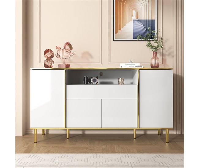 Aparador moderno e luxuoso com iluminação LED Branco