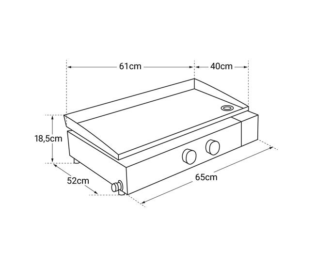 Cook'in Garden - Plancha a gás FINESTA 2B - 2 queimadores 5kW Preto