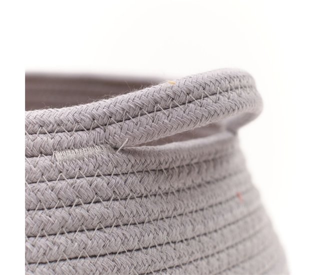Cesta de fibra vegetal e algodão BAILEN Cinza Claro