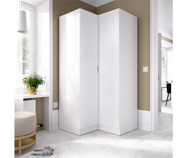 Armário 2 portas com efeito madeira 91 Branco