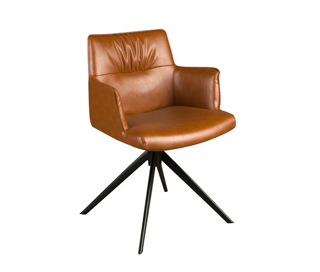 ANGEL CERDA Cadeira giratória em pele de castanho conhaque Castanho