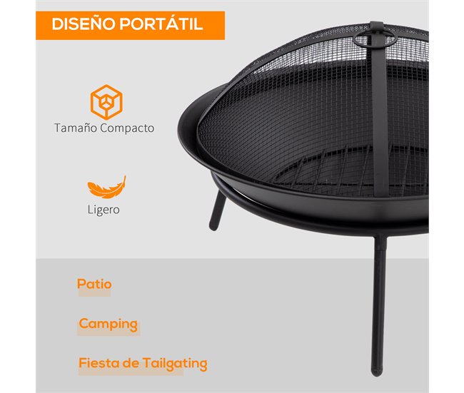 Braseiro de Exterior Metal Outsunny Preto
