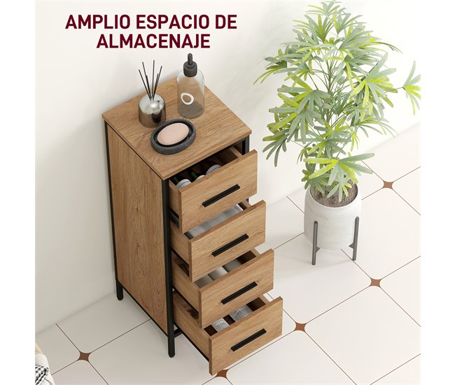 Armário Casa de Banho Melamina de Madeira HOMCOM Castanho