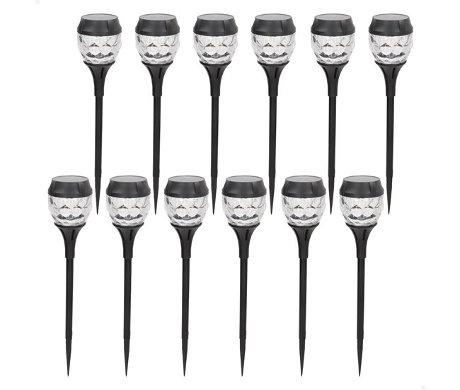 Aktive Conjunto de 12 balizas solares LED de 5 a 10 lúmens Preto