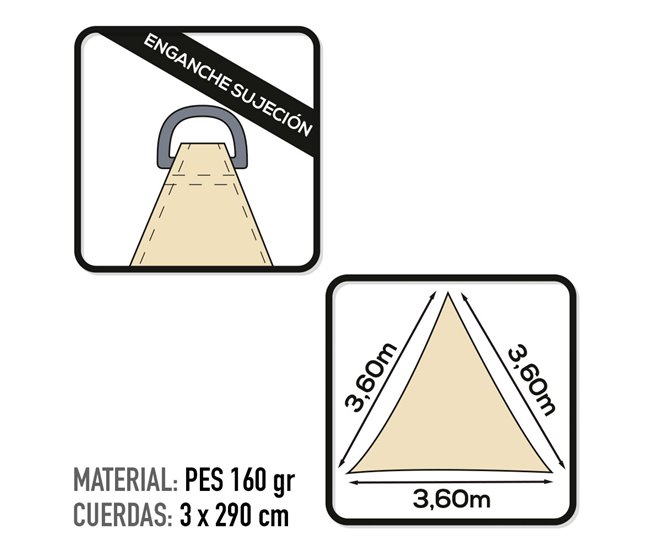 Toldo de sombra triangular Aktive Garden cor creme Creme