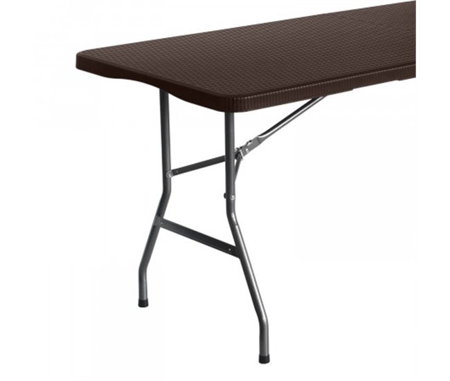 Mesa dobrável retangular com efeito rattan Thinia Home Castanho