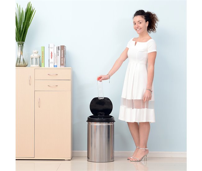 Caixote de Lixo Aço Inoxidável, ABS e PP HOMCOM, casa - cozinha Cinza