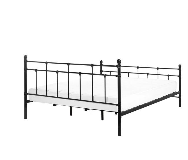 Beliani Cama com estrado Metal LYNX Preto