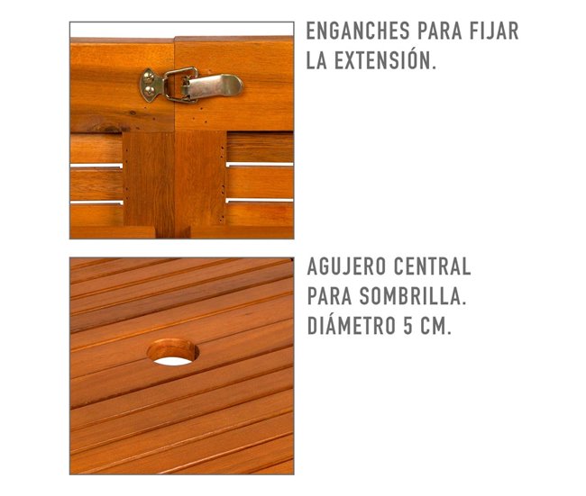 Mesa de jardim oval extensível em acácia para 8 pessoas Aktive Madeira