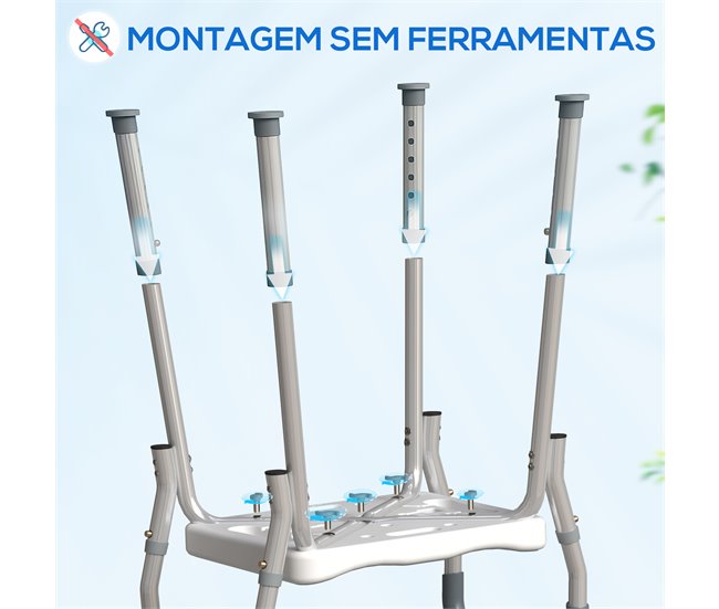 Banco de Duche Alumínio, HDPE e EVA HOMCOM, casa - casa de banho Cinza