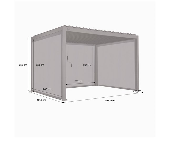 Pérgola bioclimática em alumínio, lâminas orientáveis 400x300 Branco