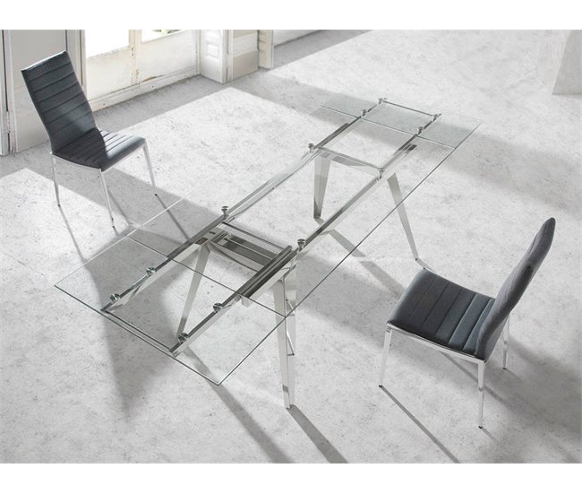 ANGEL CERDA Mesa de jantar extensível em vidro Transparente