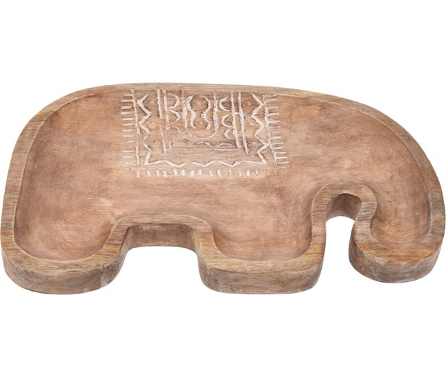 Taça elefante de madeira MABEL Natural/ Branco