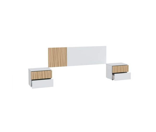 Cabecero con mesitas Ethna Natural/ Branco