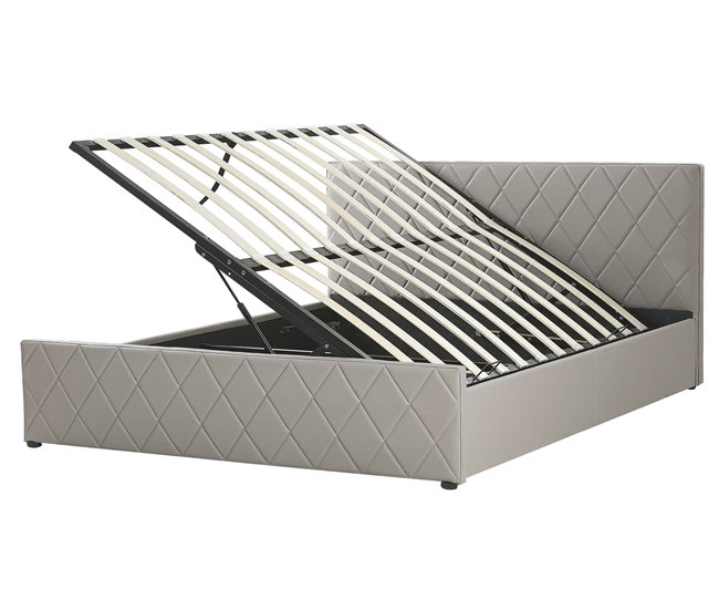 Beliani Cama com estrado Pele sintética ROCHEFORT 170x214 Cinza Escuro