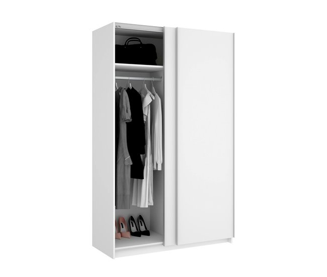 Armário 2 portas com efeito madeira Branco