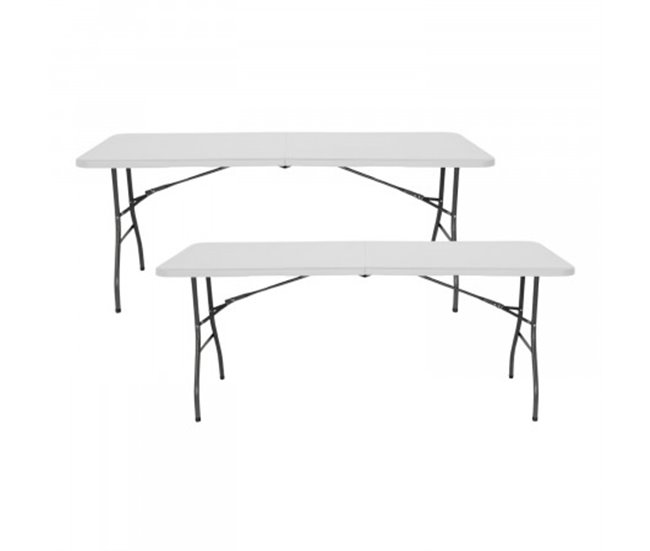 Pack 2 Mesas Dobráveis ​​Retangulares O91 180x74 Branco