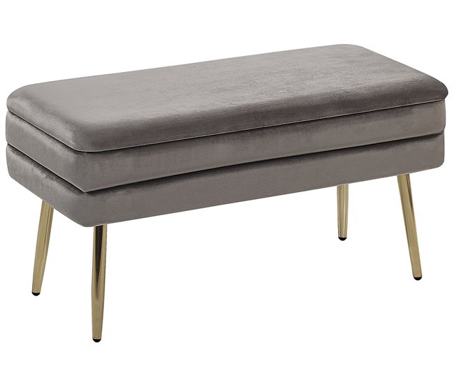 Beliani Tamborete Veludo DURHAM 79x37 Cinza