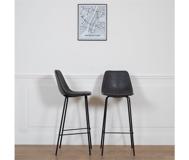 Juego de 2 taburetes de bar LUCIEN vintage Cinza