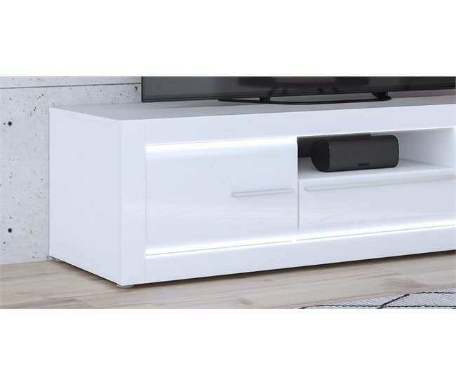 Móvel de TV branco LIVING 157,70 cm Branco Brillo
