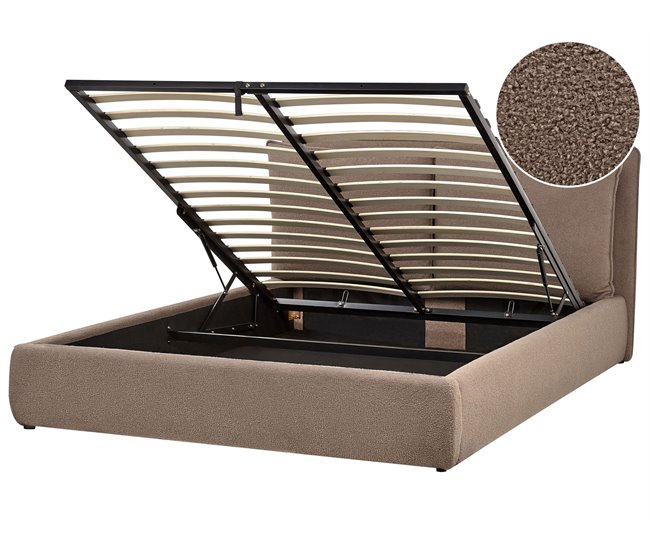 Beliani Cama baú Bouclé BAJONNA 184x235 Cinza