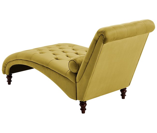 Beliani Chaise longue Terciopelo MURET Bege
