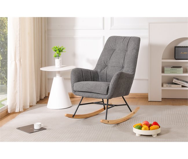 Cadeirão de baloiço decorativo PETER Cinza