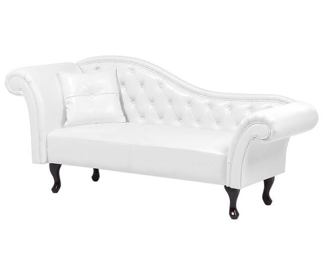 Beliani Chaise longue versão à esquerda Pele sintética LATTES Branco