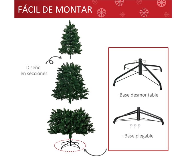 Árvore de Natal PVC, Aço HOMCOM, casa - natal Verde