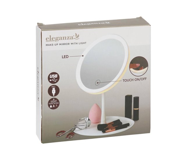 Espelho Well Home com luzes LED recarregáveis ​​e ajustáveis ​​e carregamento USB Branco