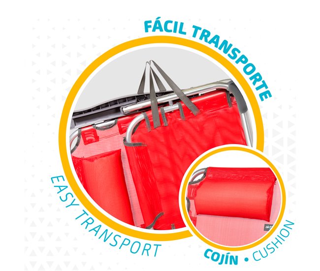 Aktive Pack poupança 2 cadeiras de praia Menorca multiposições Vermelho