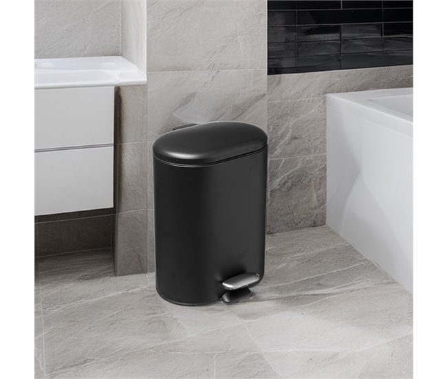 WELL HOME - Balde de pedal Siliflex em aço inoxidável Preto