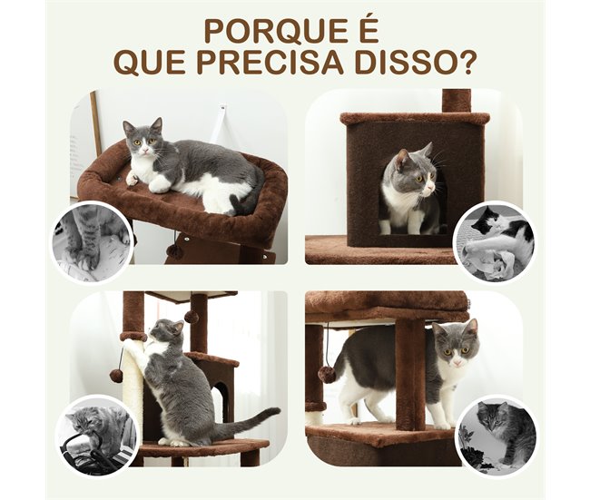 Arranhador para Gatos Melamina de Madeira e Sisal PawHut Castanho