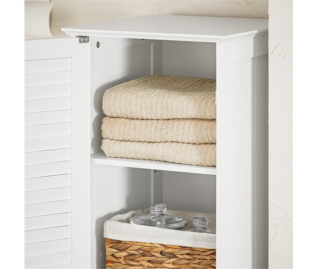 Armário alto de banho com 1 cesto para roupa suja BZR124-W SoBuy Branco