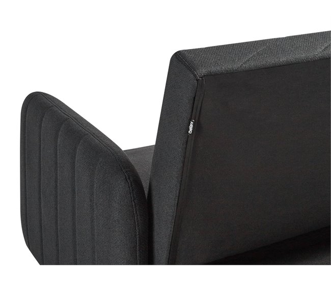 Beliani Sofá de 3 lugares Linho sintético SENJA Preto