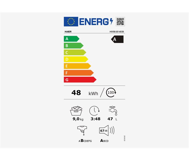 Máquina lavar roupa HAIER HW90-B14939-IB 9kg 1400RPM br Branco