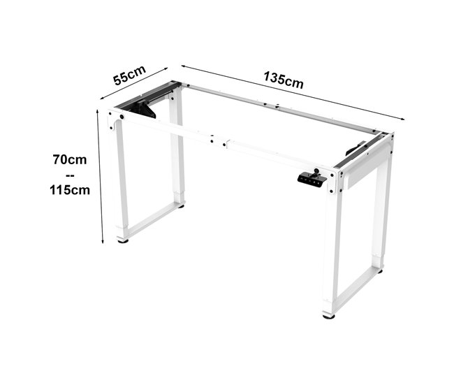 Estrutura de secretária Kirkkonummi ajustável em altura em aço 135x55 Branco