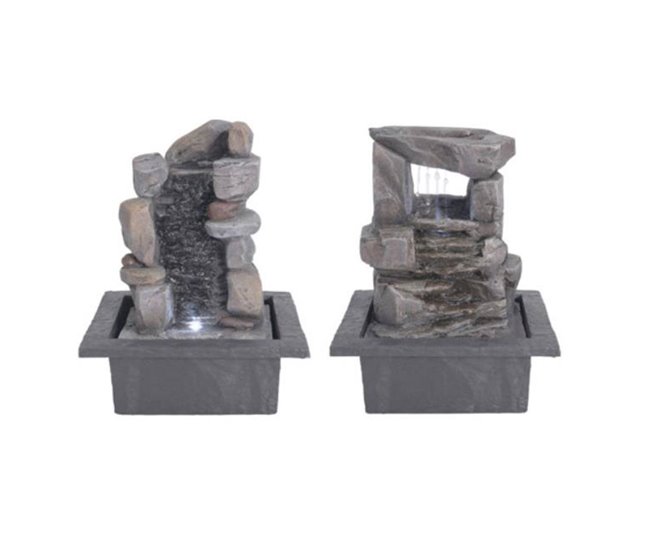 Fonte de água Well Home com design de 2 pedras e luzes Cinza