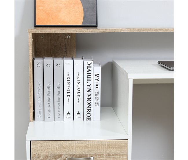 Secretária MDF HOMCOM, escritório - secretárias 137x55 Amarelo