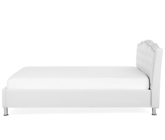 Beliani Cama Piel sintética METZ 169x217 Branco