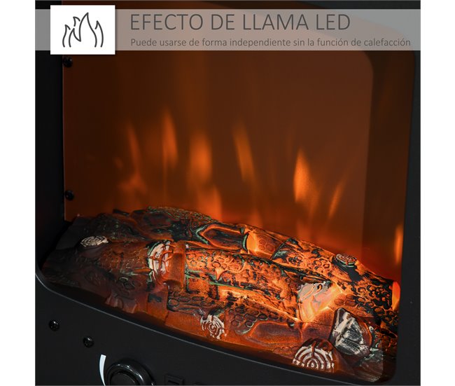 Lareira Elétrica Aço, ABS, Vidro Temperado HOMCOM Preto