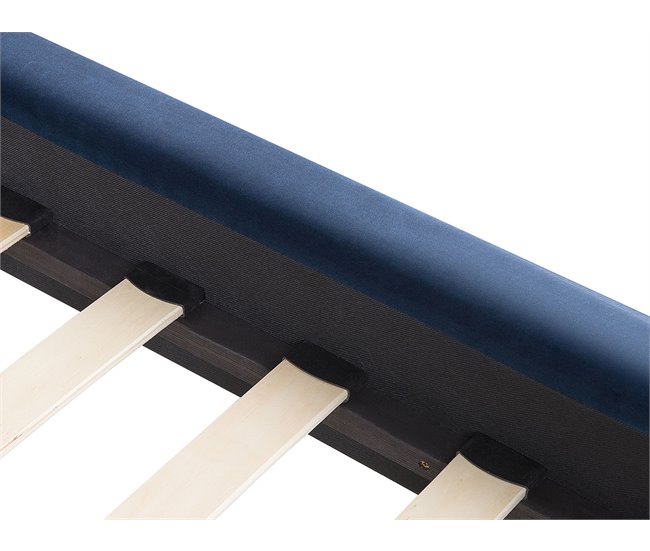 Beliani Cama com estrado Veludo MARVILLE 198x225 Azul Marino