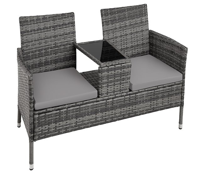 Banco de jardim de vime 131x61 Cinza