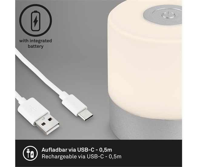 Candeeiro de mesa SMAL LED 1 2W 7cm marca BRILONER Cinza