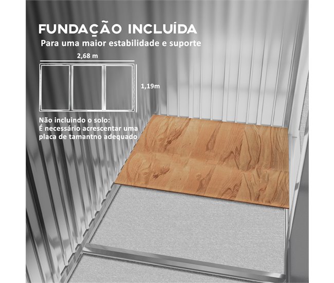 Abrigo de Jardim Aço Galvanizado e PP Outsunny Cinza