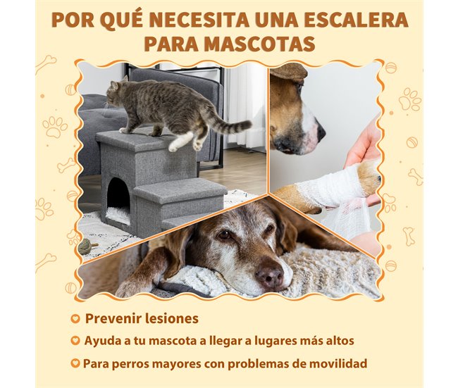 Escada para Animais de Estimação Cinza