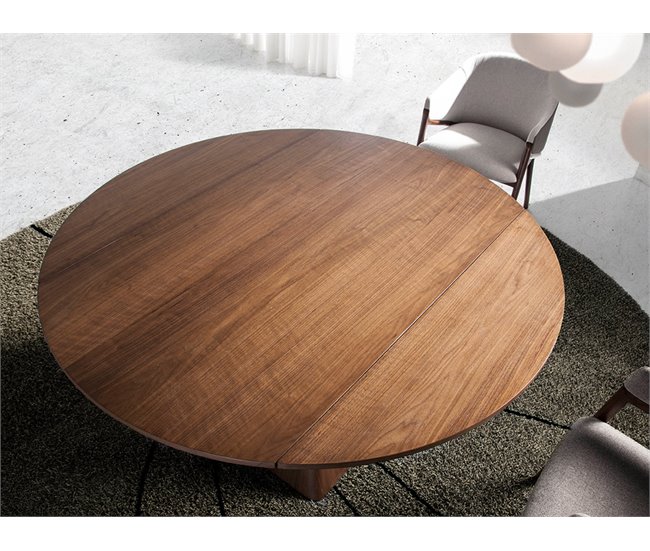 ANGEL CERDA Mesa de jantar extensível redonda nogueira 140x80 Nogal