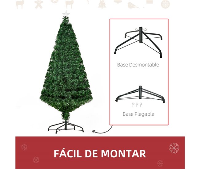 Árvore de Natal PVC e Metal HOMCOM, casa - natal Verde